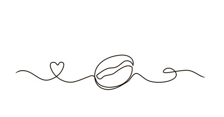 Coffee bean, one line art style, Hand Drawn, vector illustration