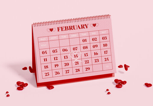  Valentine's Day Calendar Mockup