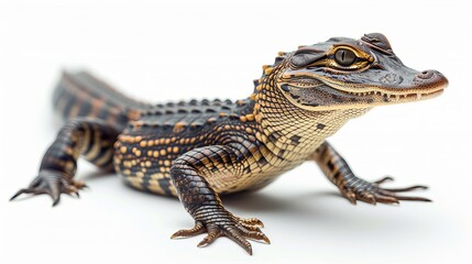 Obraz premium Stunning alligator isolated on white background for wildlife photography and educational use