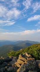 Fototapeta na wymiar Early sunset view in the mountains of Shenandoah National park from Stony Man summit