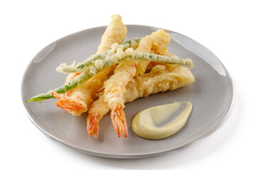 shrimp baked in batter on a white background studio shooting 8