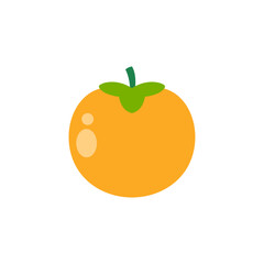 Persimmon In Flat Icon Style Isolated on a White Background - Fruits Icon Vector Illustration. 