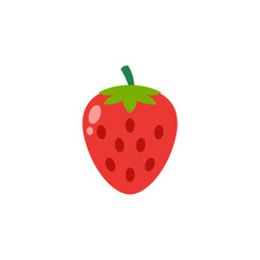 Strawberry In Flat Icon Style Isolated on a White Background - Fruits Icon Vector Illustration. 