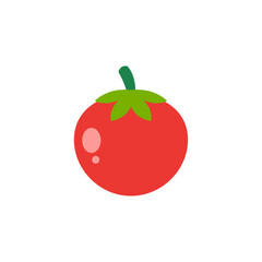 Tomato In Flat Icon Style Isolated on a White Background - Fruits Icon Vector Illustration. 
