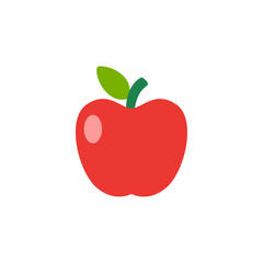 Apple In Flat Icon Style Isolated on a White Background - Fruits Icon Vector Illustration. 