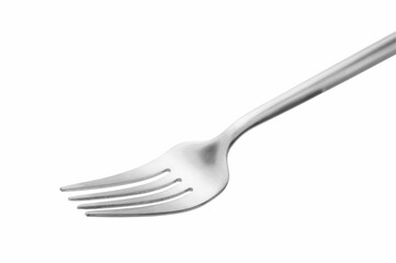One shiny silver fork isolated on white