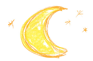 Moon hand draw, chalk sketching isolated on white © dule964