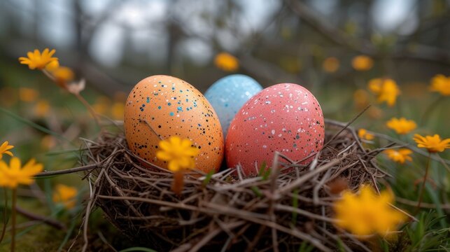 Generate background image of Easter eggs,  
