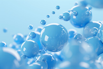 Bright blue bubbles of varying sizes against a light blue backdrop.