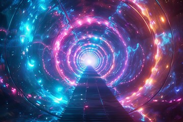 Dimensional gateway with energy portals and cosmic bridges