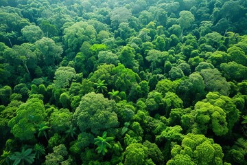 Lush rainforest canopy viewed from above Teeming with biodiversity
