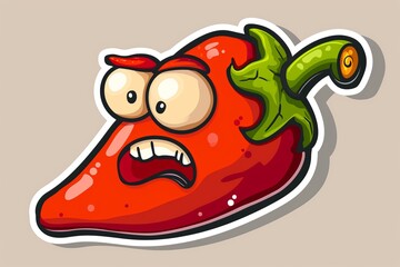 A lively and expressive red pepper comes to life in this animated cartoon illustration, showcasing the fun and playful side of clipart and drawing