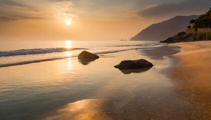 Fototapeta na wymiar Sunset at the sea on the beach