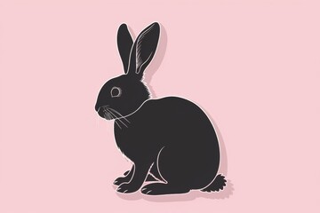 A playful cartoon hare with jet black fur and impossibly long ears bounces into a domestic rabbit's world, inviting us to join in on their whimsical adventures through an adorable illustration