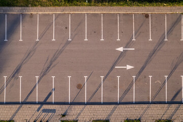 aerial top view of parking in the city