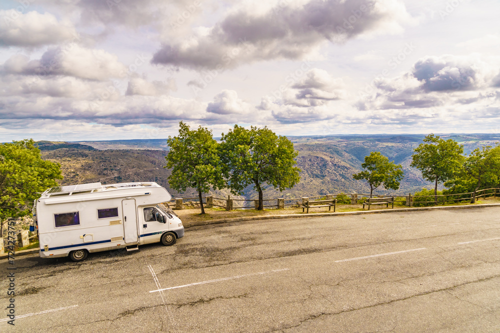 Sticker camper in mountain, portugal