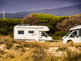 Camper cars on coast in Spain © Voyagerix