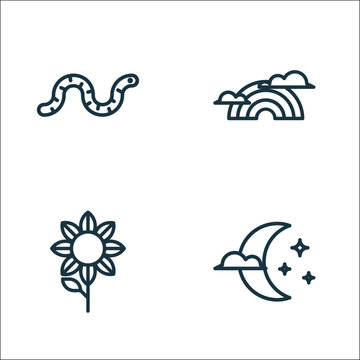 spring line icons. linear set. quality vector line set such as midnight, sunflower, rainbow.