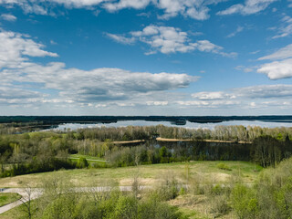 aerial view of the lakes in the countryside in europe