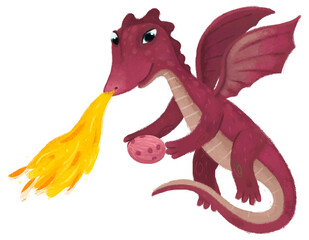 cartoon happy and funny colorful dragon or dinosaur isolated illustration for children