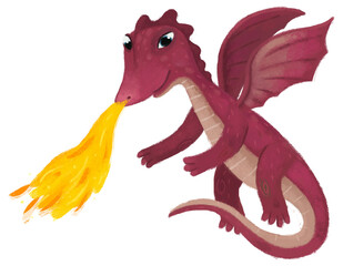 cartoon happy and funny colorful dragon or dinosaur isolated illustration for children