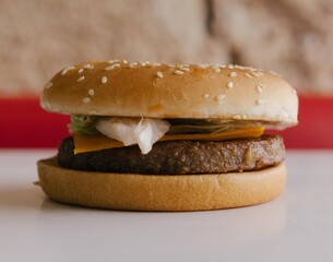 burger on a table 