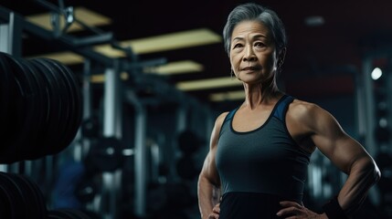 Fototapeta na wymiar Senior woman in the gym