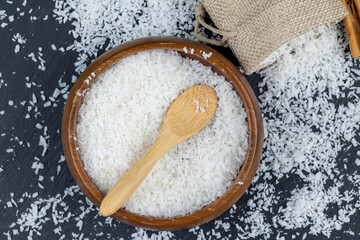 used in cooking coconut flakes of white color