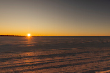 beautiful multicolored sky at sunset in winter