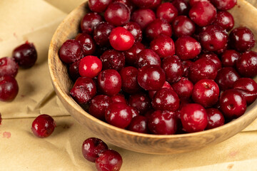 frozen berries of red ripe cherries