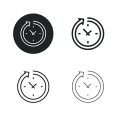 Time reload icon. Simple solid round, bold, medium and thin line icon.