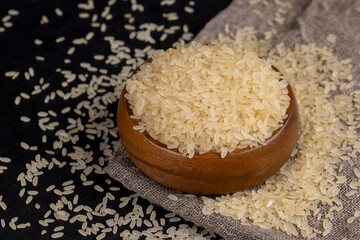 fresh uncooked rice in close-up