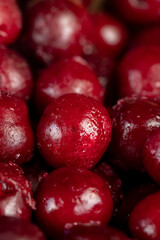 frozen berries of red ripe cherries