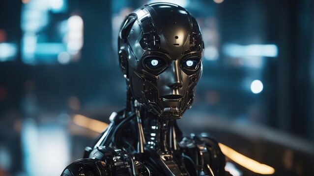  Evil Artificial intelligence AI concept. Risk of artificial intelligence as a future technology  