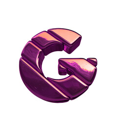 3d symbol made of purple diagonal blocks. letter g