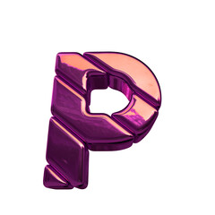 3d symbol made of purple diagonal blocks. letter p