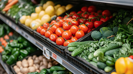 Fresh vegetables in the supermarket. Selective focus. Food background.