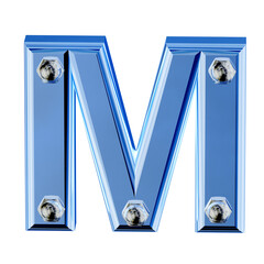 Blue ice symbol with bolts. letter m