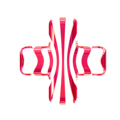 White symbol with pink thin vertical straps