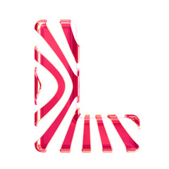 White symbol with pink thin vertical straps. letter l
