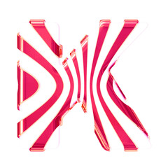 White symbol with pink thin vertical straps. letter k