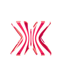 White symbol with pink thin vertical straps. letter x