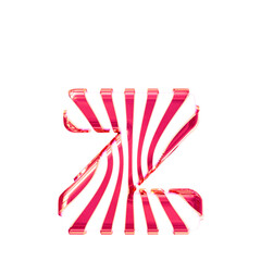 White symbol with pink thin vertical straps. letter z