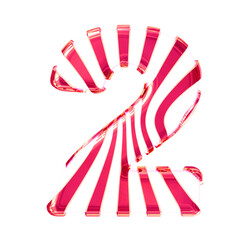 White symbol with pink thin vertical straps. number 2