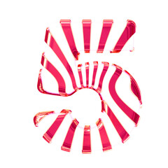 White symbol with pink thin vertical straps. number 5