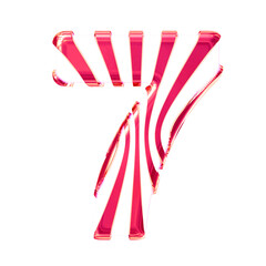 Obraz premium White symbol with pink thin vertical straps. number 7