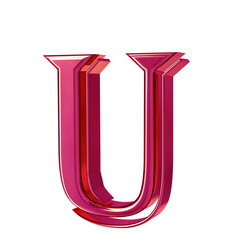 Pink letters view from right. letter u