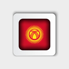 Kyrgyzstan Flag Button Flat Design