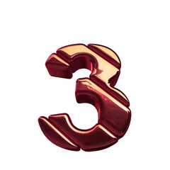 Symbol made of red diagonal blocks. number 3