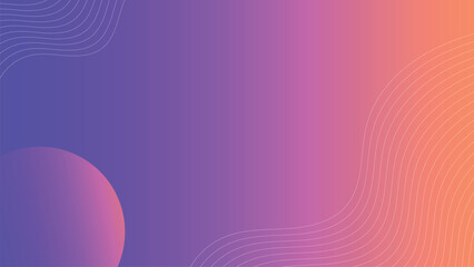 Vibrant vector abstract background with a harmonious blend of purple, blue, orange, and pink gradients, featuring dynamic waves, suitable for modern design projects.